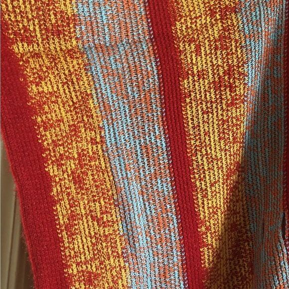 Red Multi color 2-Way Wear Fringe Sweater Wrap or Cardigan - Picture 5 of 8